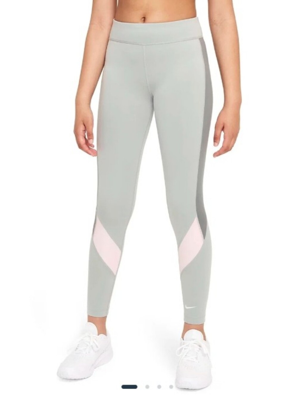 Nike Youth Girls Dri-FIT One Leggings Gray Pink Colourway Size XL